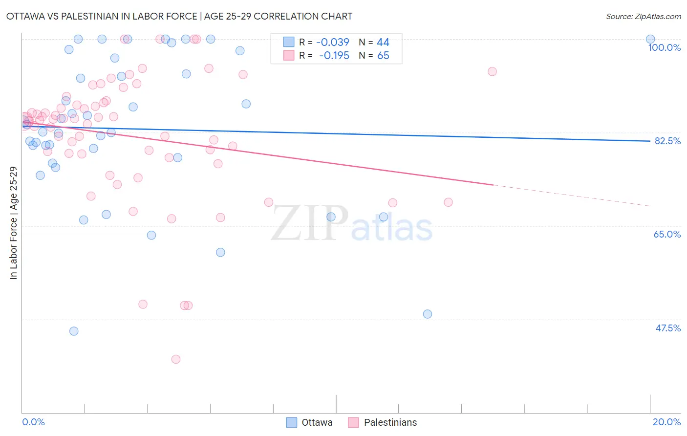 Ottawa vs Palestinian In Labor Force | Age 25-29