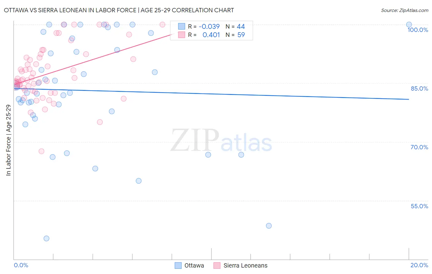 Ottawa vs Sierra Leonean In Labor Force | Age 25-29