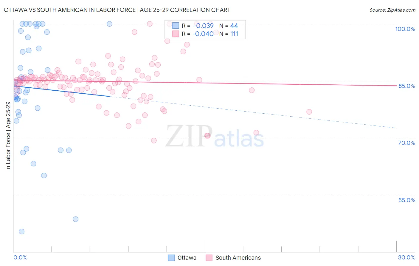 Ottawa vs South American In Labor Force | Age 25-29