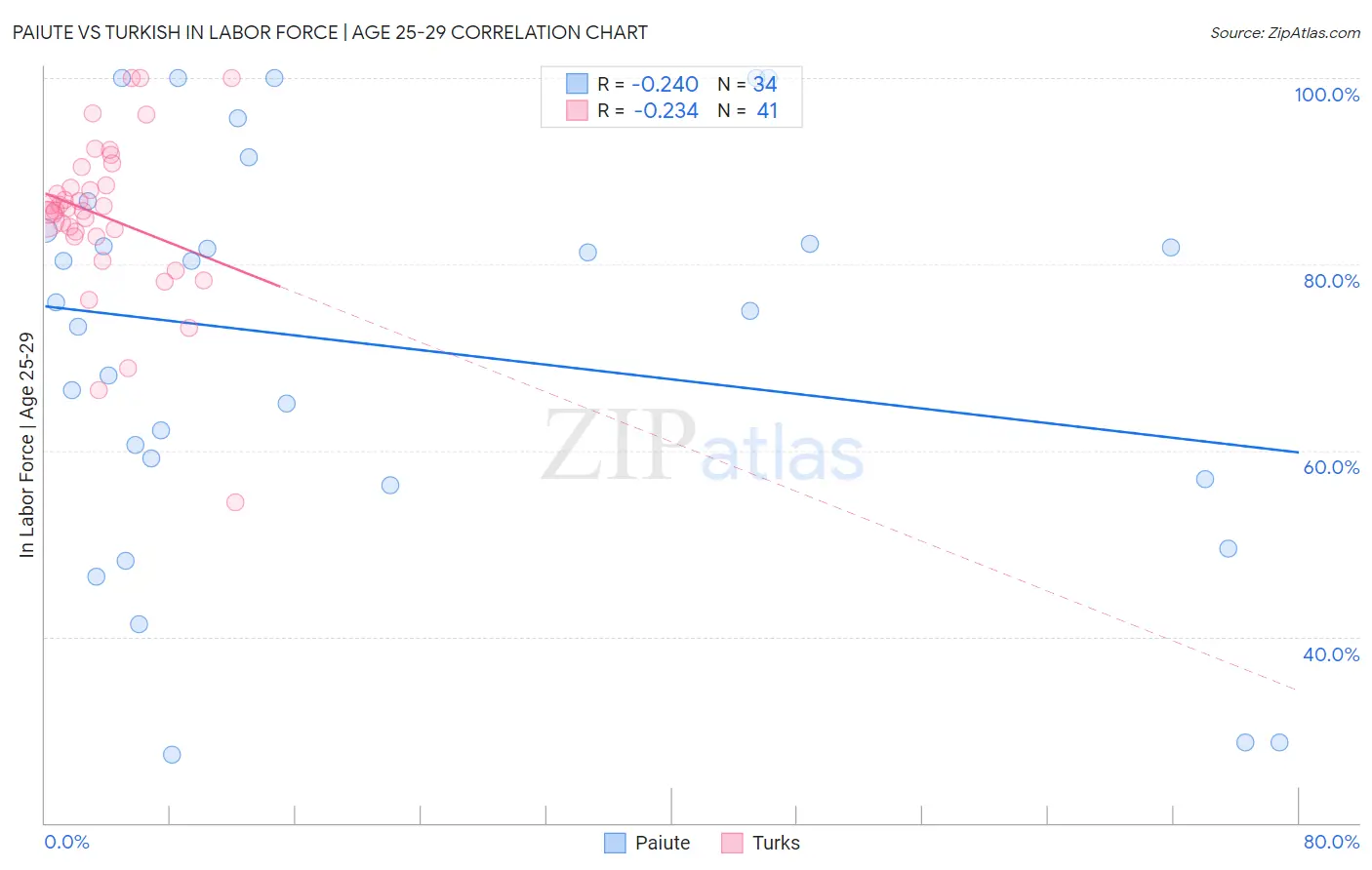 Paiute vs Turkish In Labor Force | Age 25-29