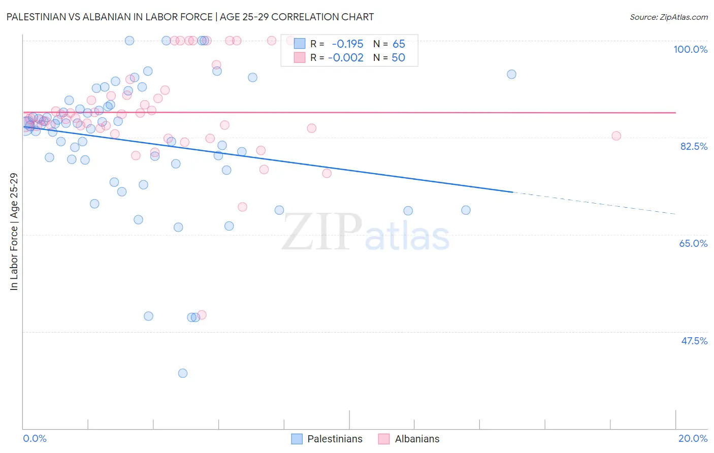 Palestinian vs Albanian In Labor Force | Age 25-29