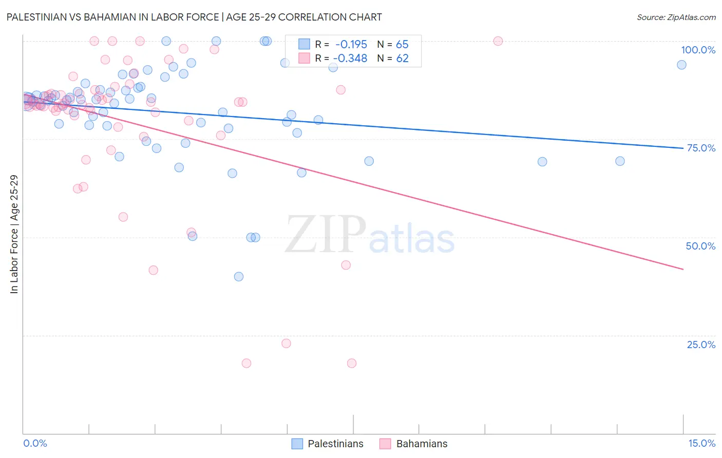 Palestinian vs Bahamian In Labor Force | Age 25-29