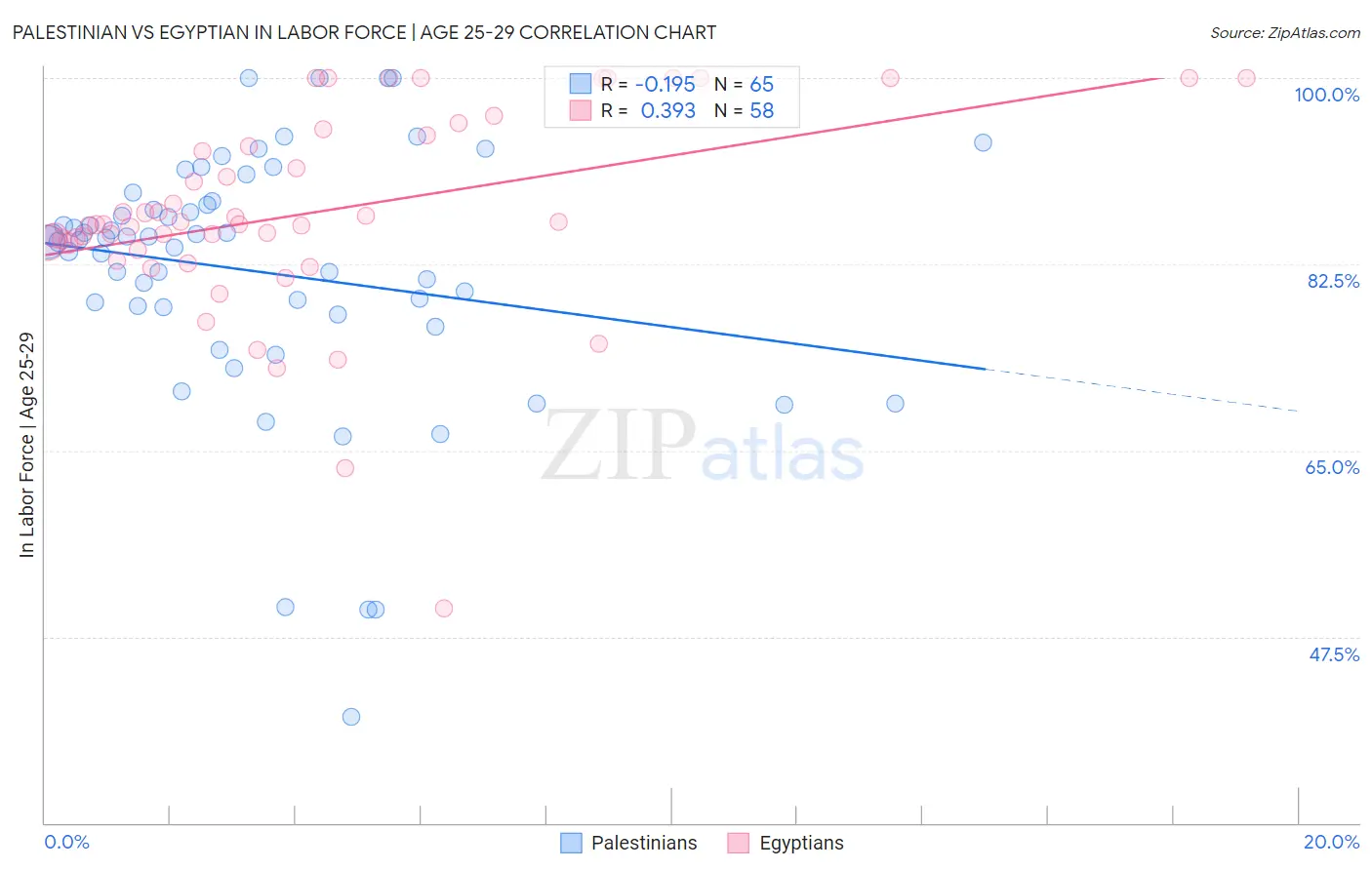 Palestinian vs Egyptian In Labor Force | Age 25-29