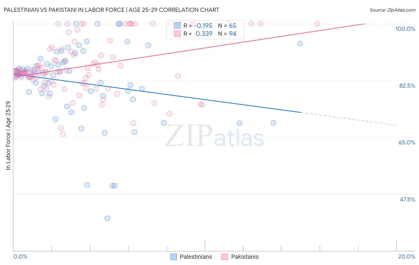 Palestinian vs Pakistani In Labor Force | Age 25-29