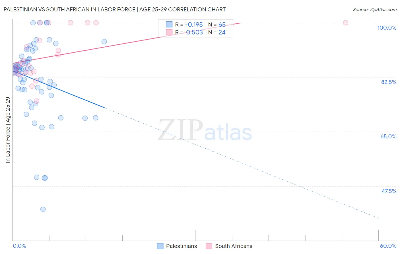 Palestinian vs South African In Labor Force | Age 25-29