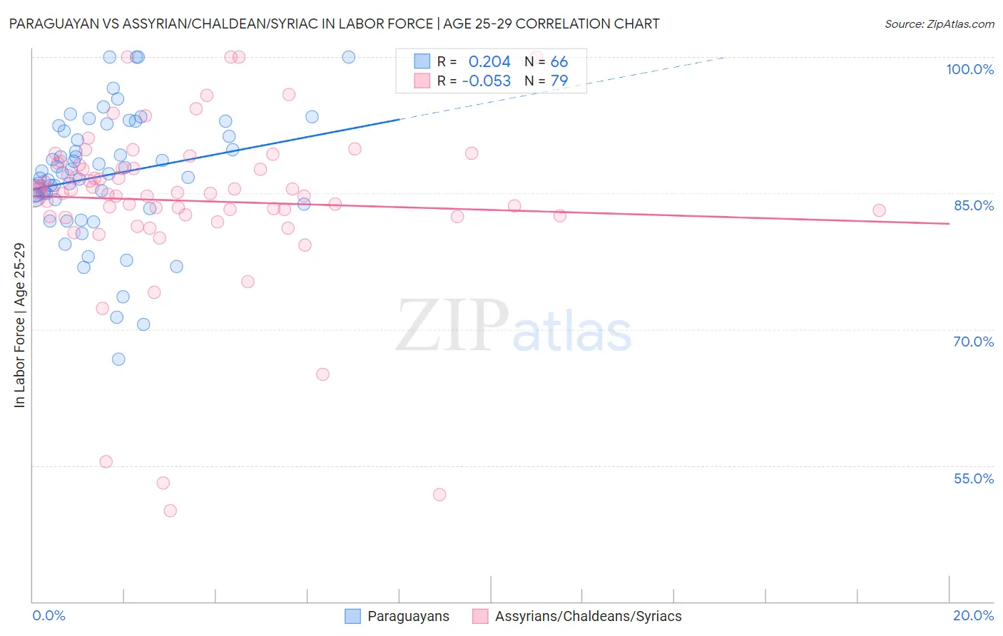 Paraguayan vs Assyrian/Chaldean/Syriac In Labor Force | Age 25-29