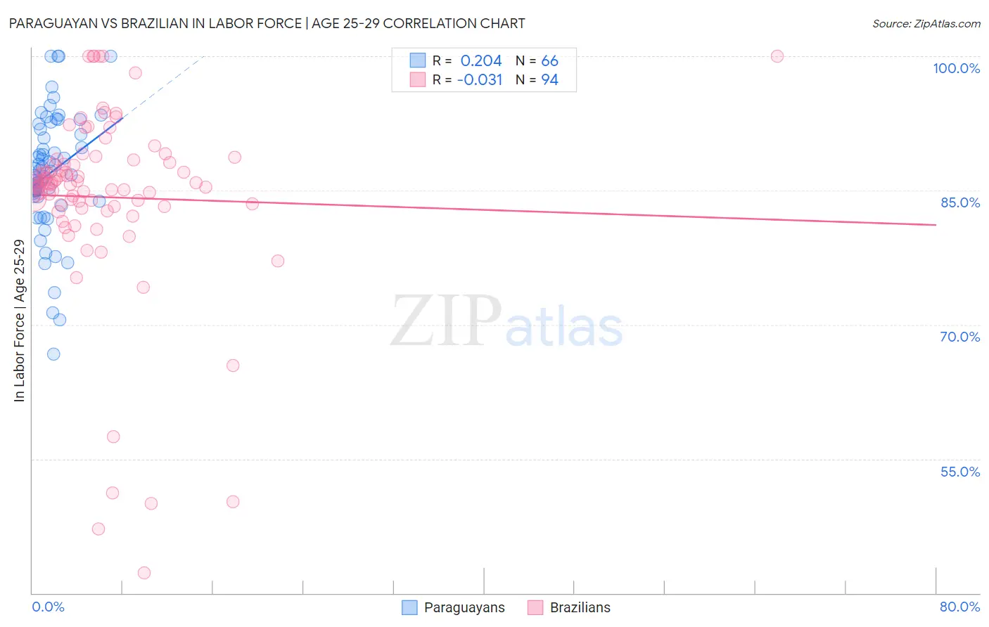 Paraguayan vs Brazilian In Labor Force | Age 25-29