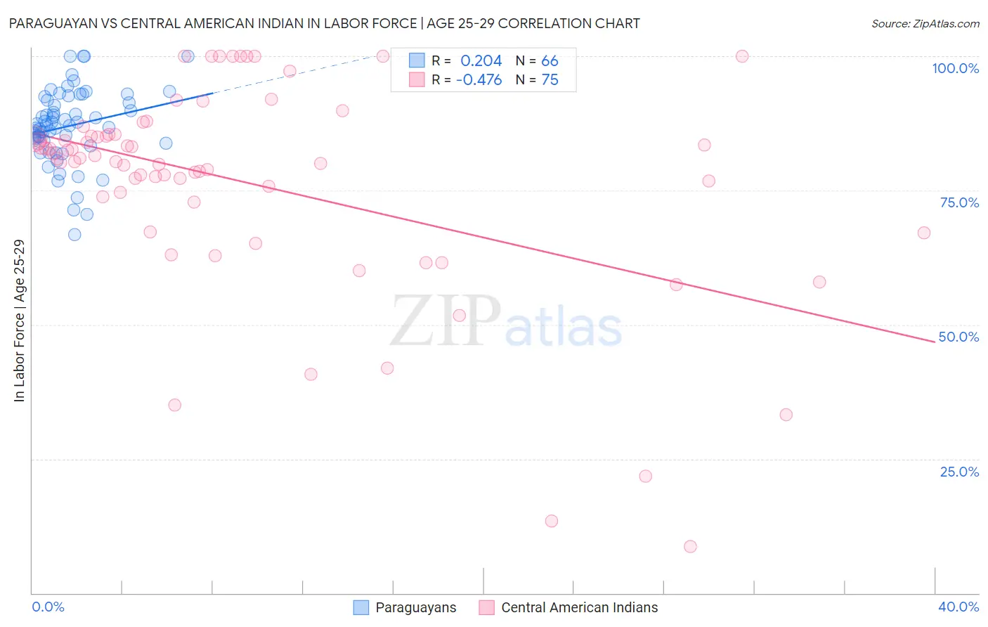 Paraguayan vs Central American Indian In Labor Force | Age 25-29