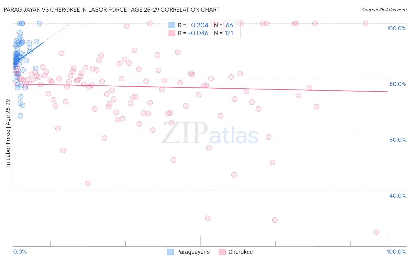 Paraguayan vs Cherokee In Labor Force | Age 25-29