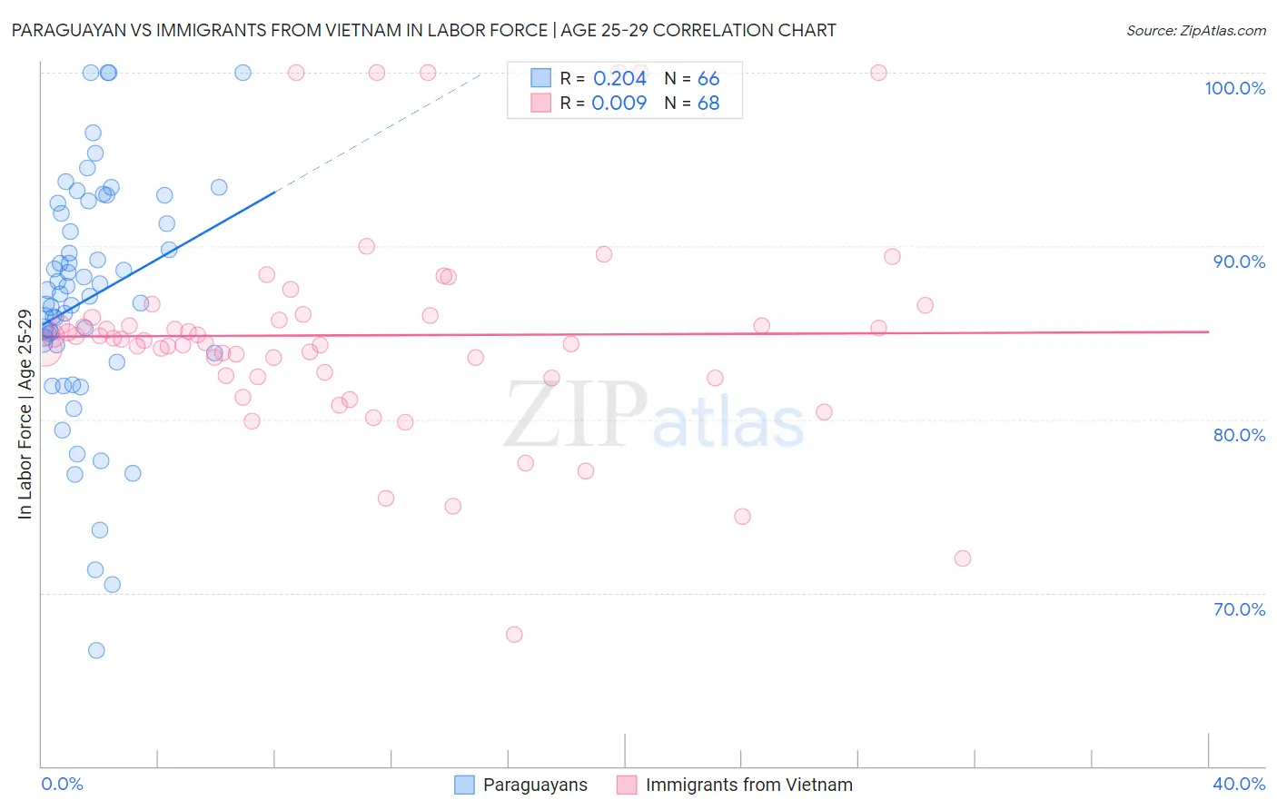 Paraguayan vs Immigrants from Vietnam In Labor Force | Age 25-29