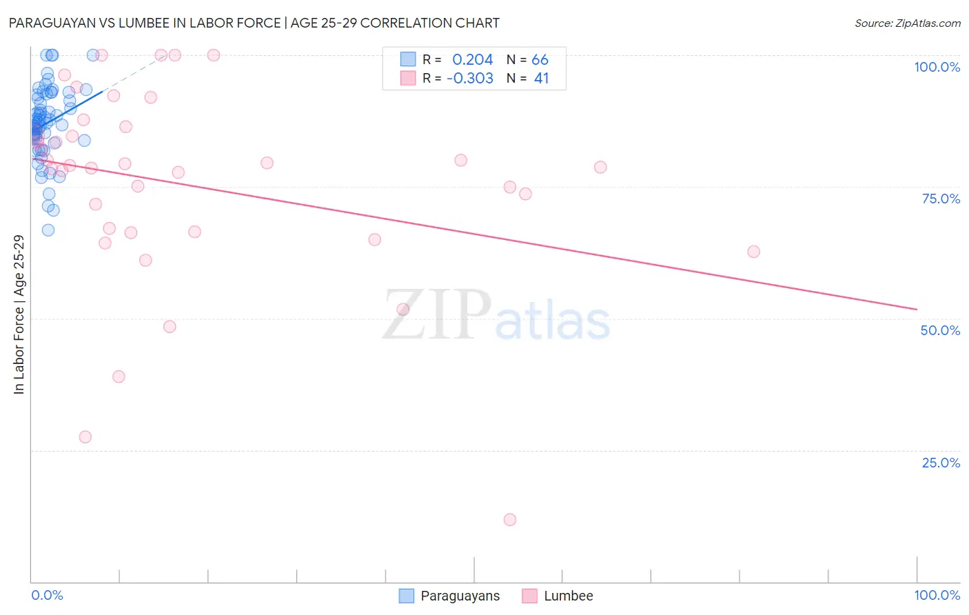 Paraguayan vs Lumbee In Labor Force | Age 25-29