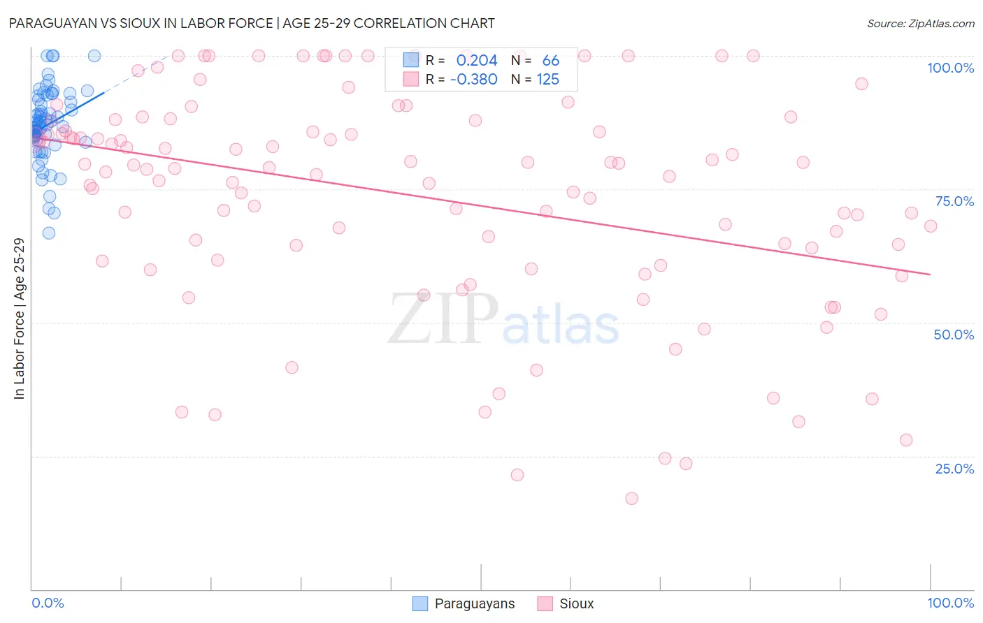 Paraguayan vs Sioux In Labor Force | Age 25-29