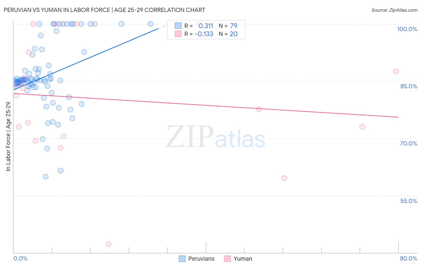 Peruvian vs Yuman In Labor Force | Age 25-29