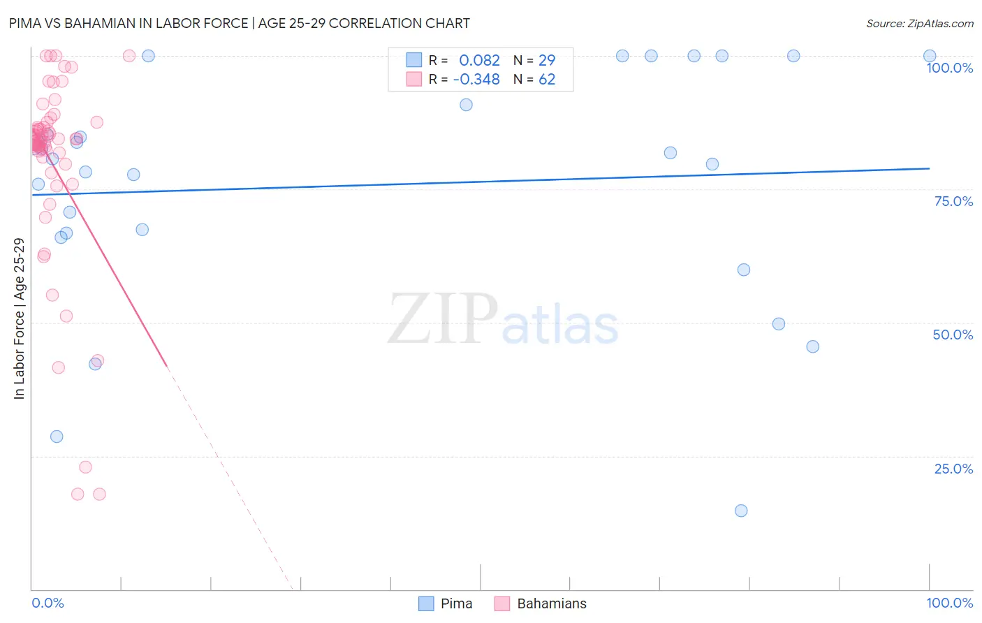 Pima vs Bahamian In Labor Force | Age 25-29