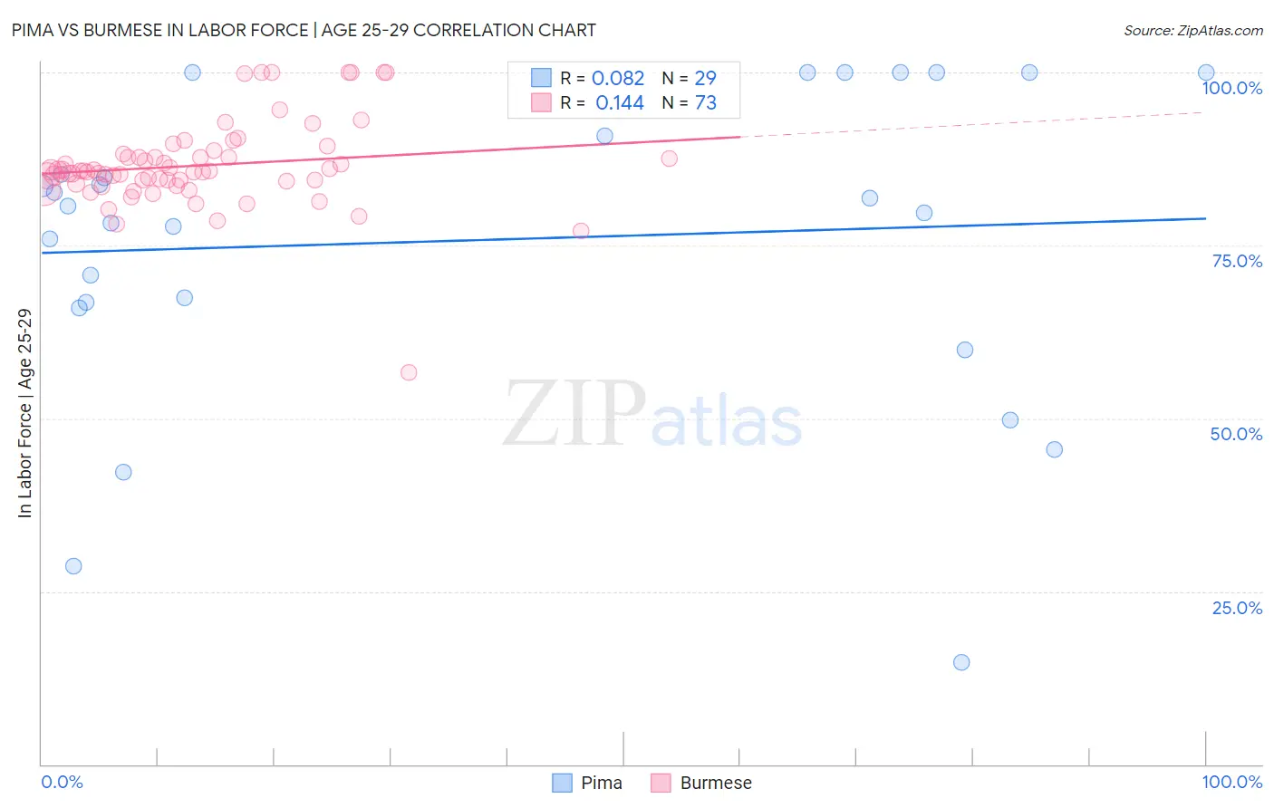 Pima vs Burmese In Labor Force | Age 25-29