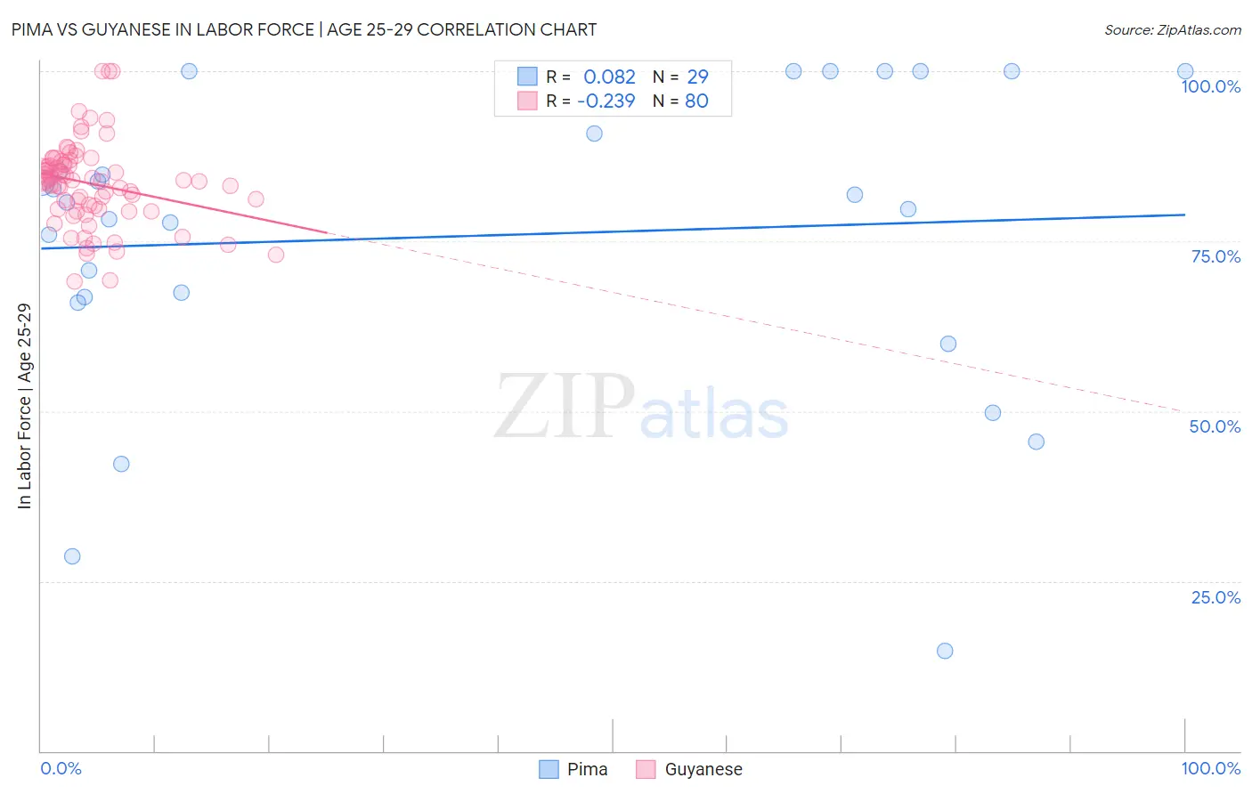Pima vs Guyanese In Labor Force | Age 25-29