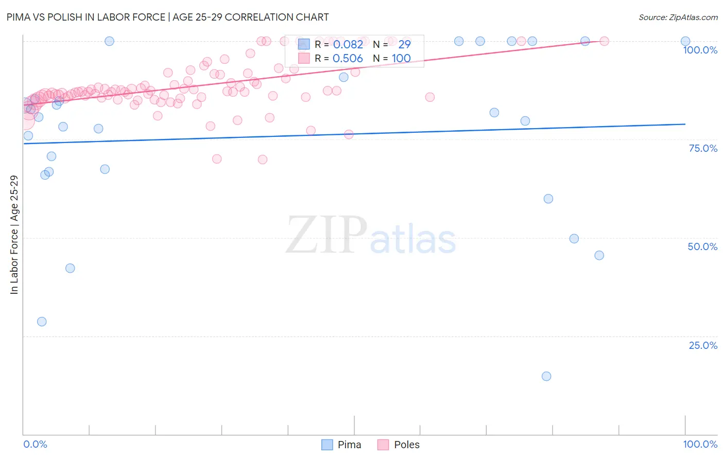 Pima vs Polish In Labor Force | Age 25-29