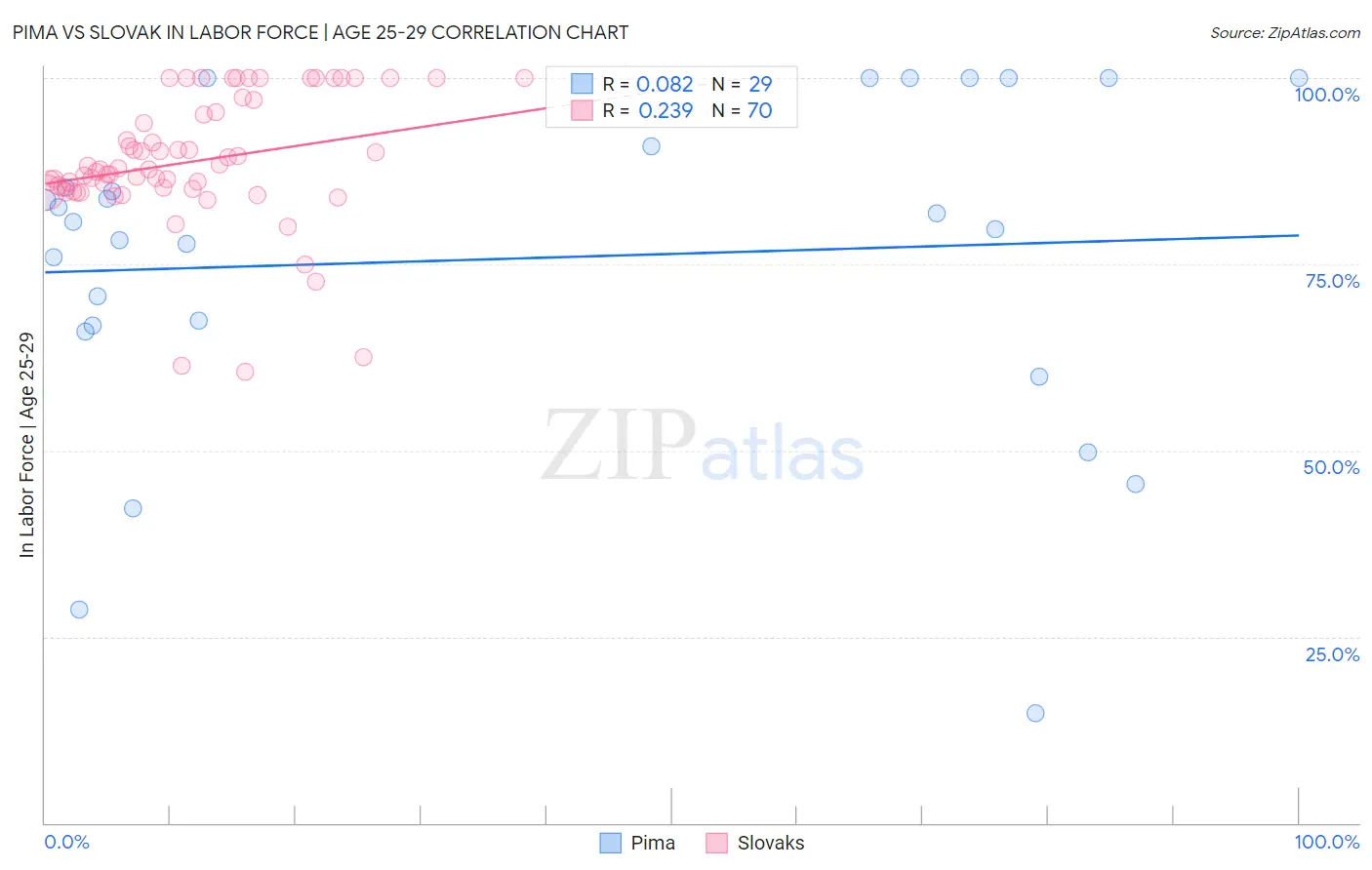 Pima vs Slovak In Labor Force | Age 25-29