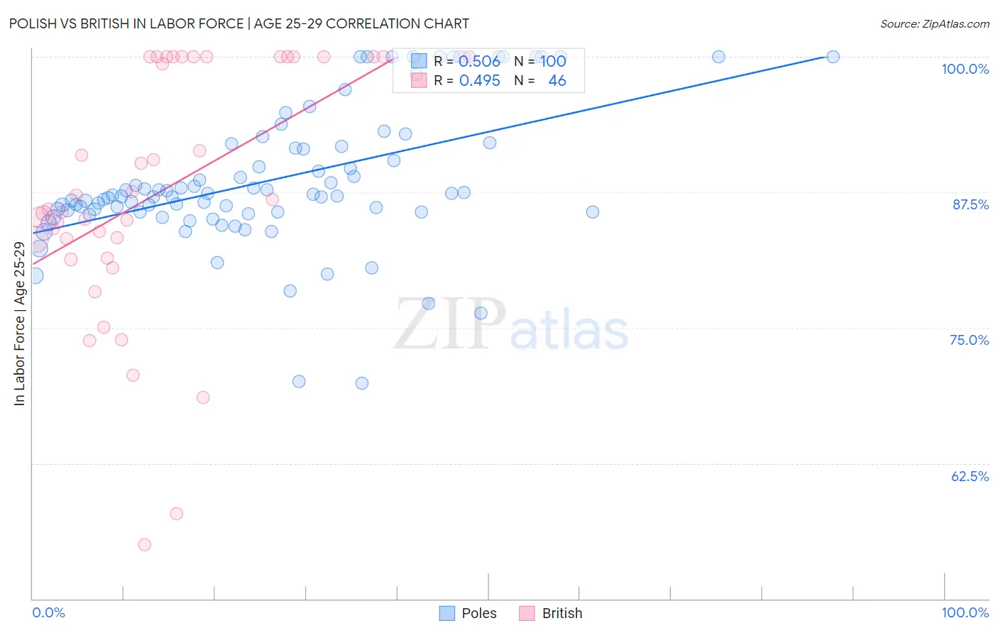 Polish vs British In Labor Force | Age 25-29