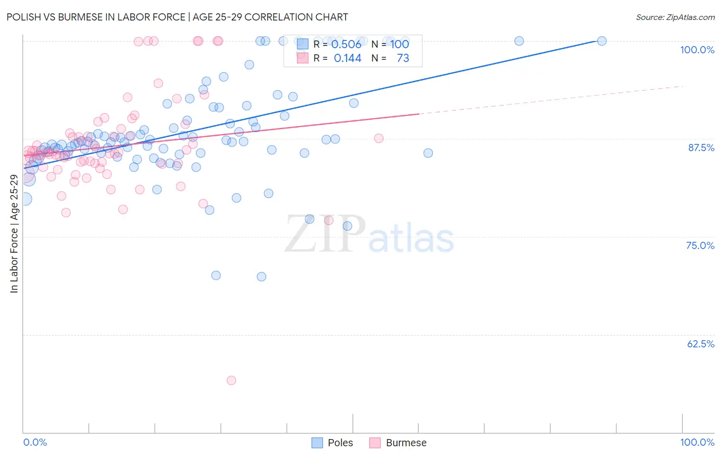 Polish vs Burmese In Labor Force | Age 25-29