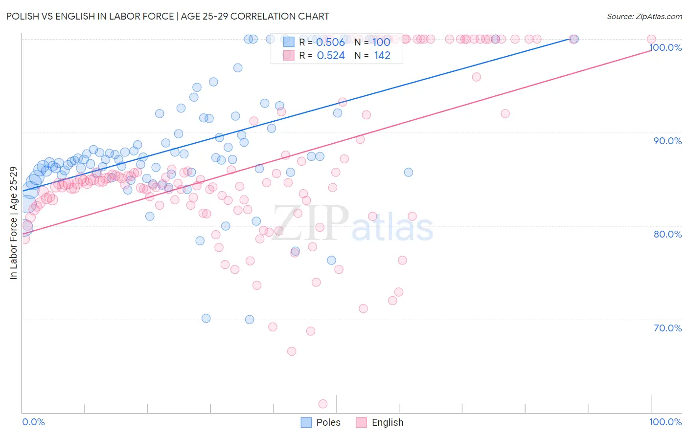 Polish vs English In Labor Force | Age 25-29