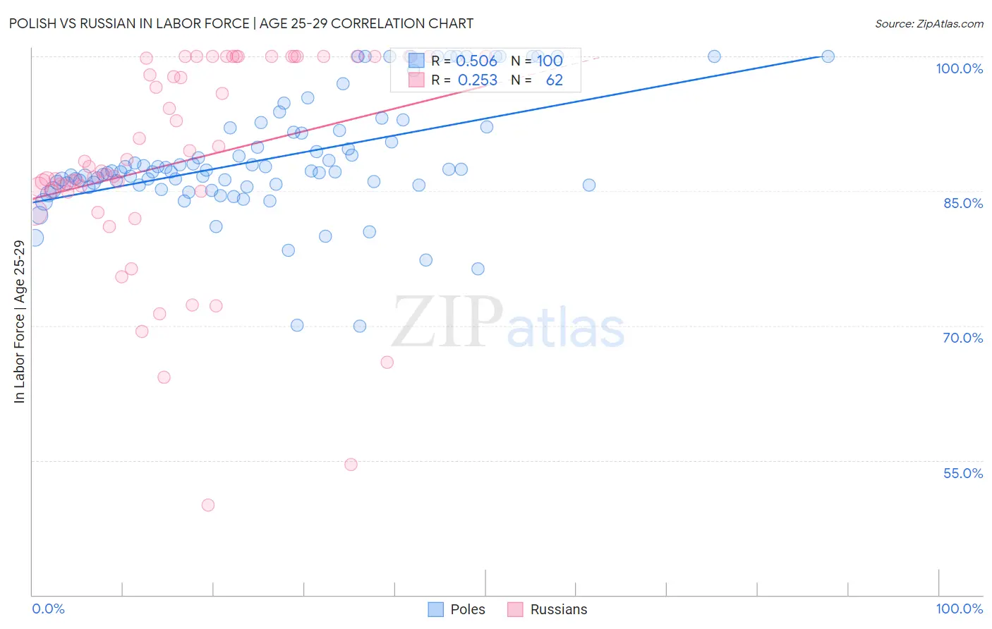 Polish vs Russian In Labor Force | Age 25-29