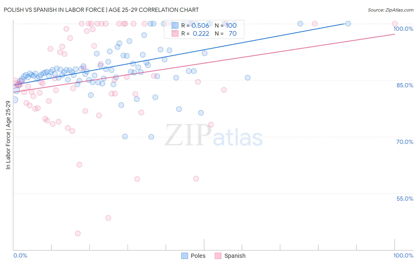 Polish vs Spanish In Labor Force | Age 25-29