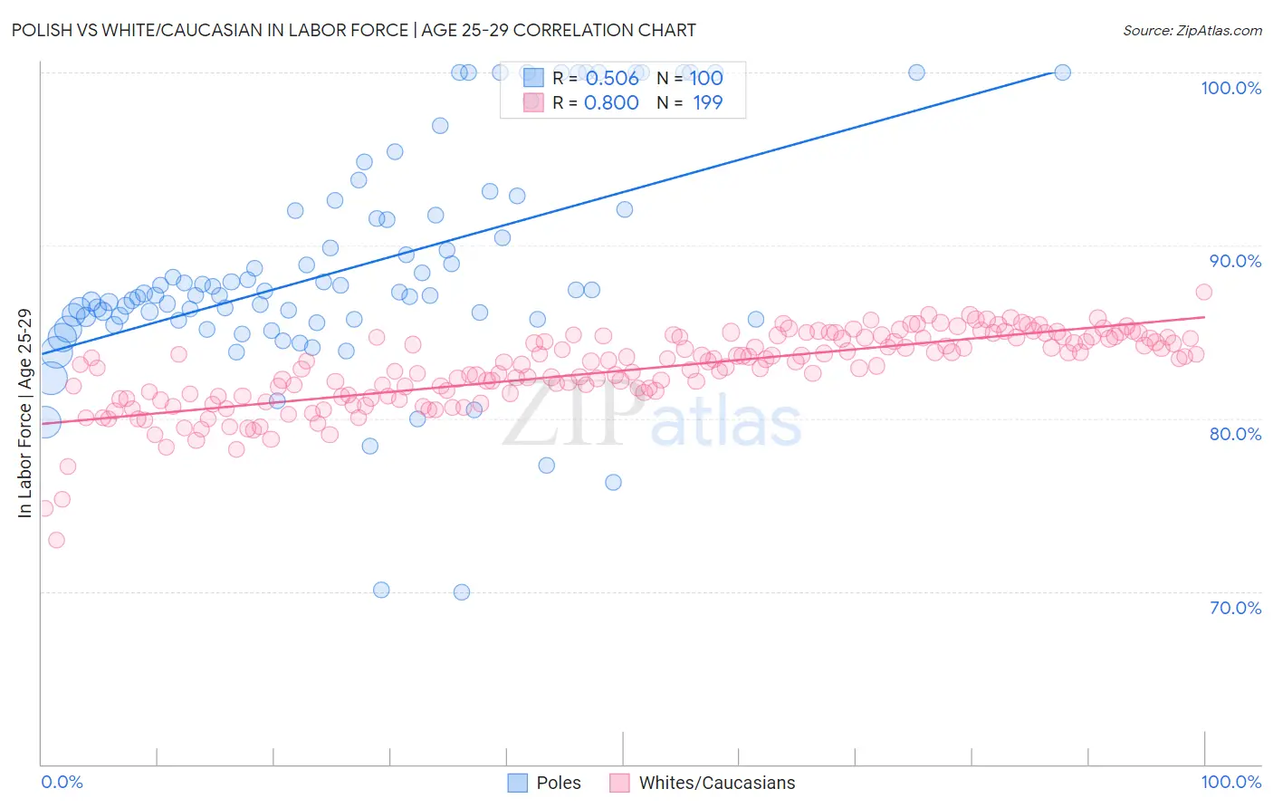 Polish vs White/Caucasian In Labor Force | Age 25-29