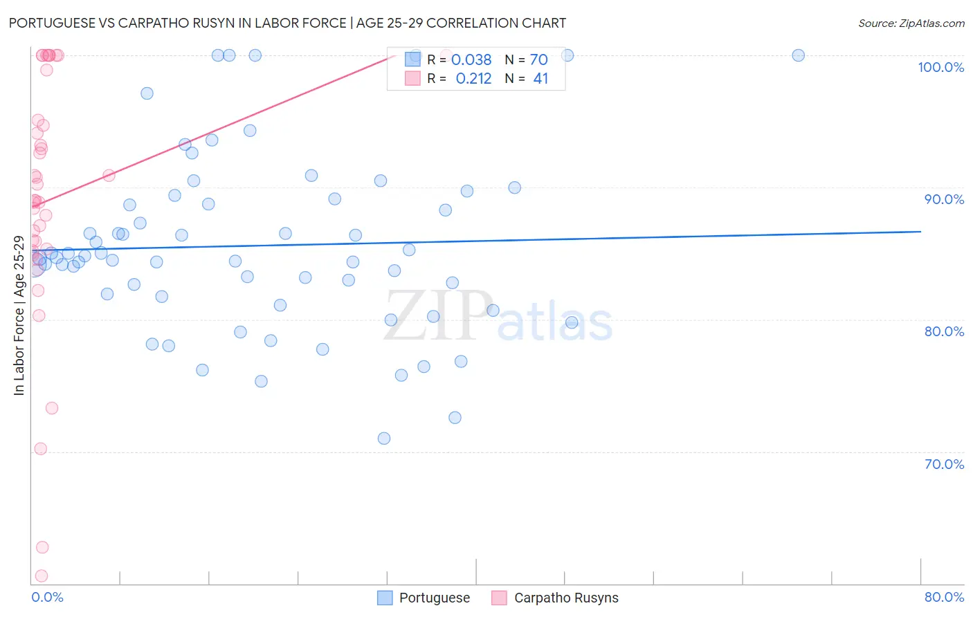 Portuguese vs Carpatho Rusyn In Labor Force | Age 25-29