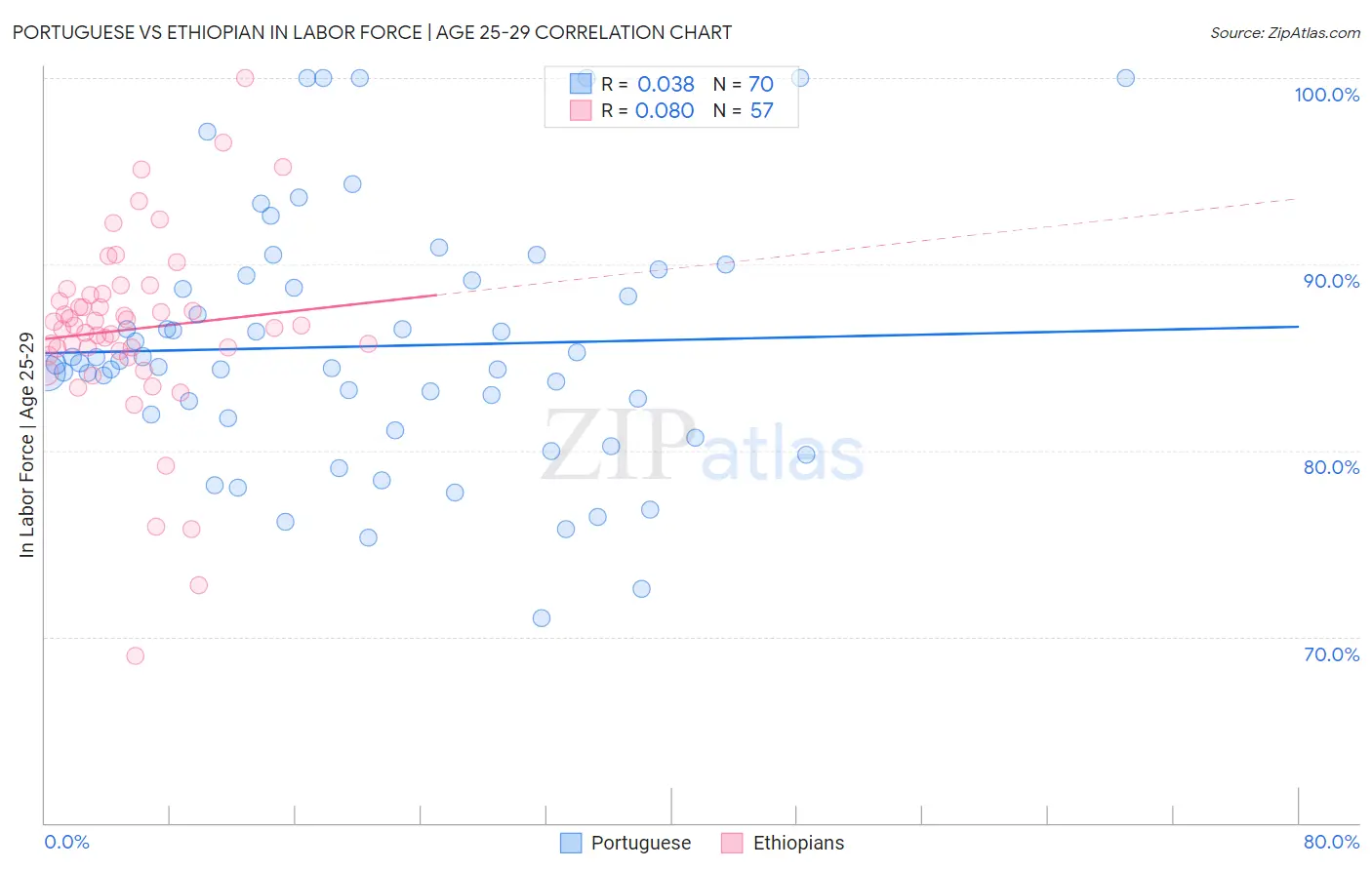 Portuguese vs Ethiopian In Labor Force | Age 25-29