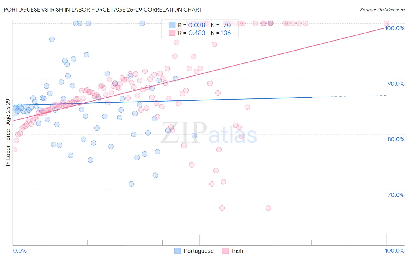 Portuguese vs Irish In Labor Force | Age 25-29