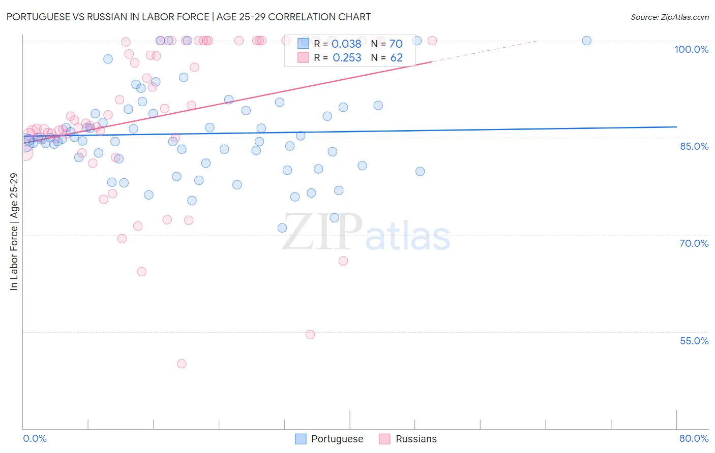 Portuguese vs Russian In Labor Force | Age 25-29