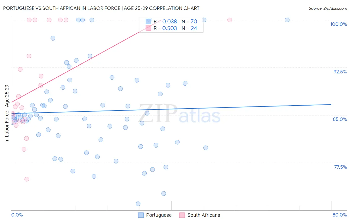 Portuguese vs South African In Labor Force | Age 25-29