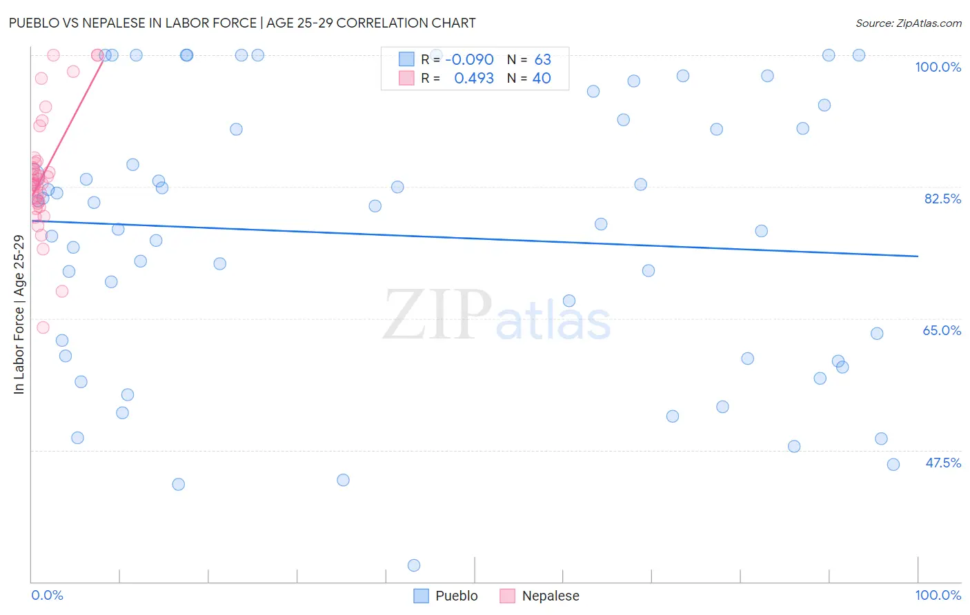 Pueblo vs Nepalese In Labor Force | Age 25-29