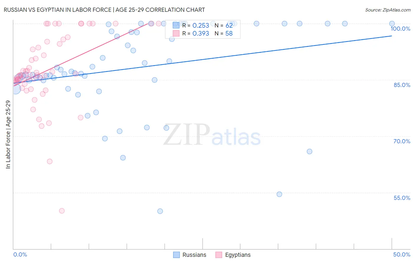 Russian vs Egyptian In Labor Force | Age 25-29