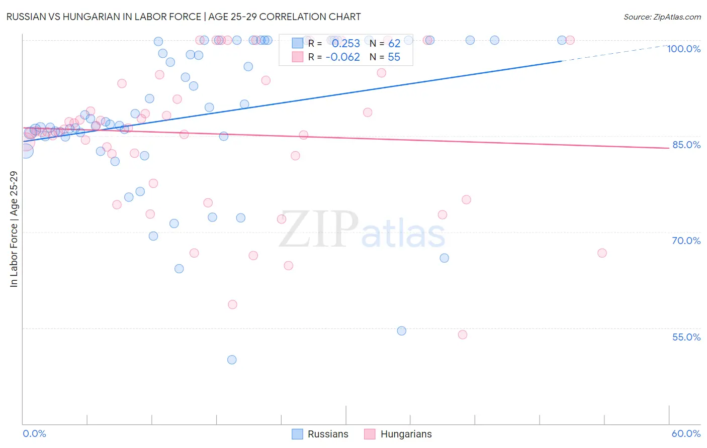 Russian vs Hungarian In Labor Force | Age 25-29