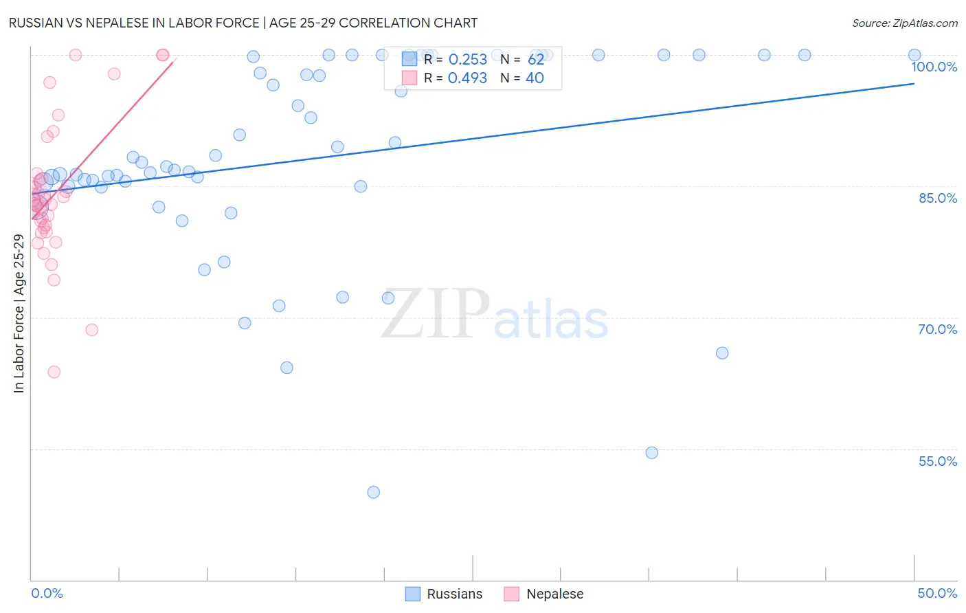 Russian vs Nepalese In Labor Force | Age 25-29