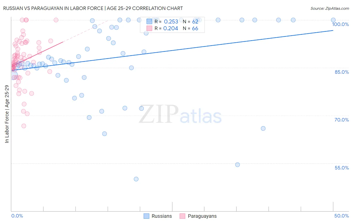 Russian vs Paraguayan In Labor Force | Age 25-29