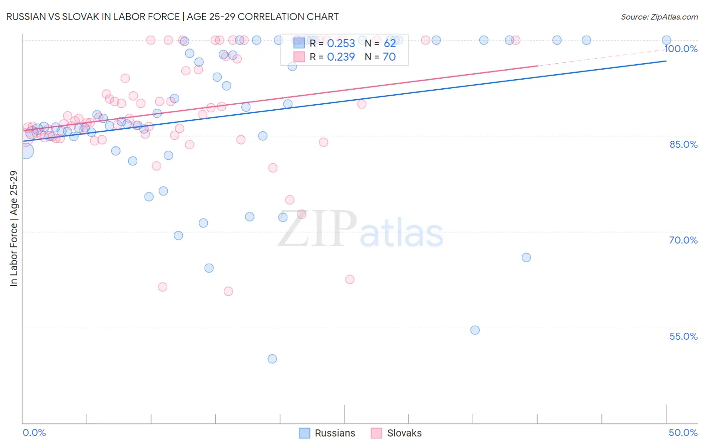 Russian vs Slovak In Labor Force | Age 25-29