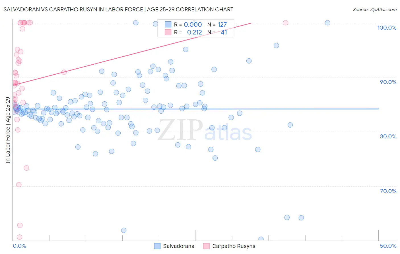 Salvadoran vs Carpatho Rusyn In Labor Force | Age 25-29