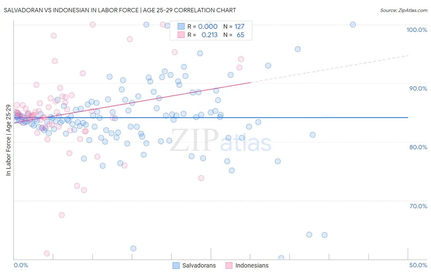 Salvadoran vs Indonesian In Labor Force | Age 25-29