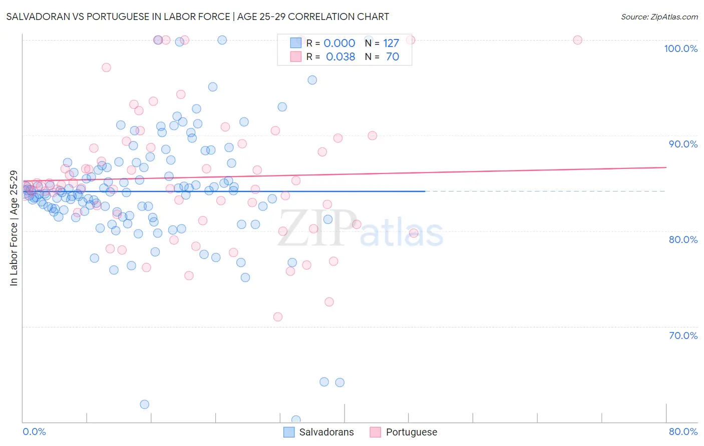Salvadoran vs Portuguese In Labor Force | Age 25-29