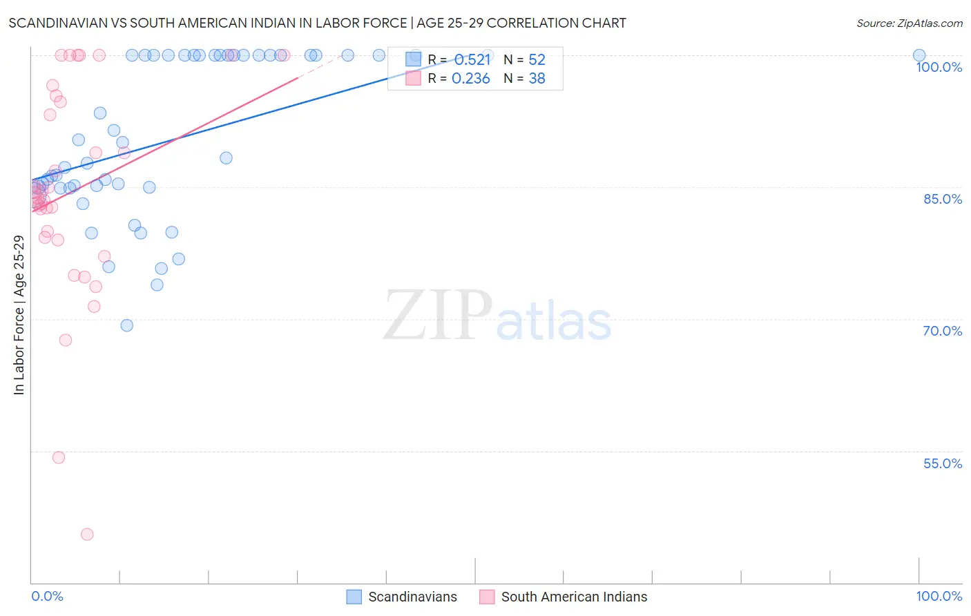Scandinavian vs South American Indian In Labor Force | Age 25-29