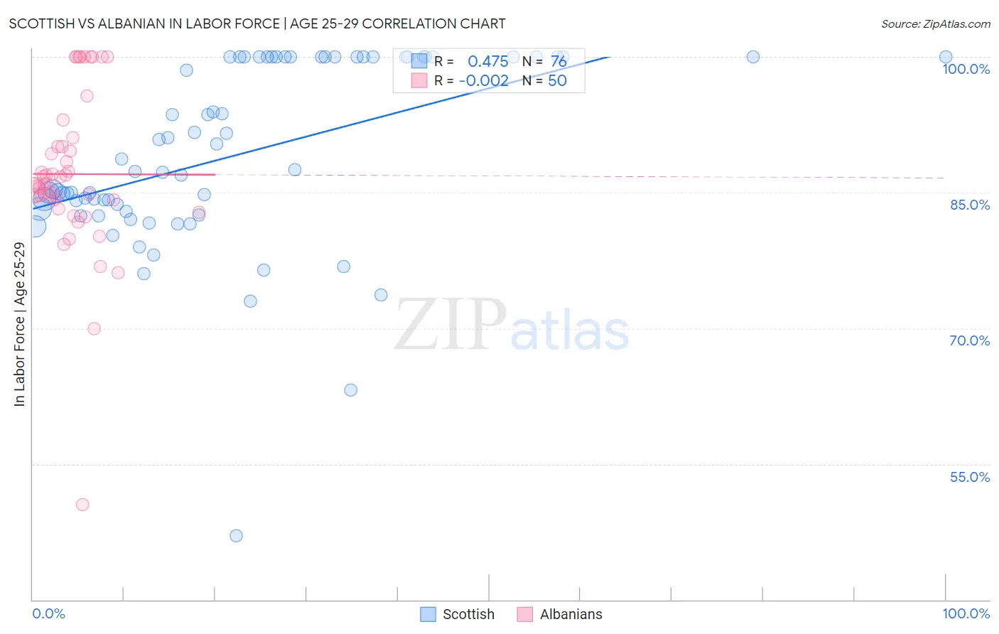 Scottish vs Albanian In Labor Force | Age 25-29