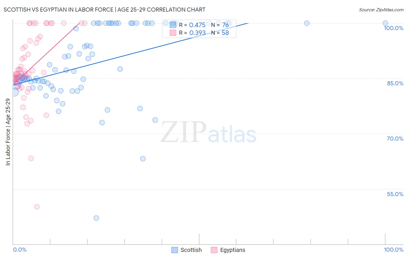 Scottish vs Egyptian In Labor Force | Age 25-29