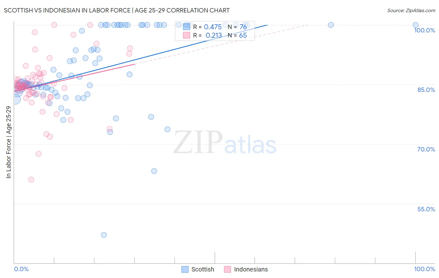 Scottish vs Indonesian In Labor Force | Age 25-29