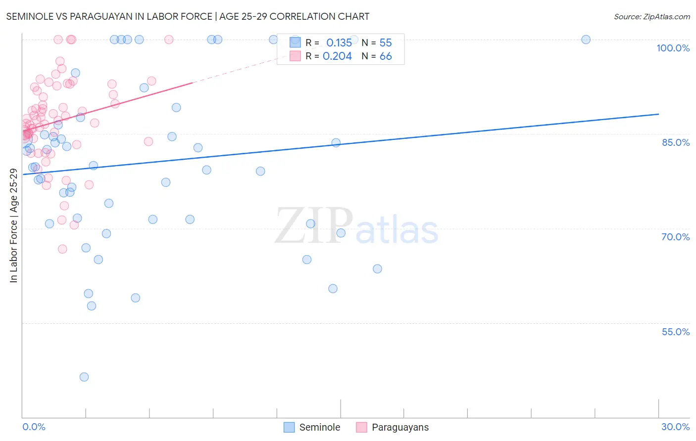 Seminole vs Paraguayan In Labor Force | Age 25-29