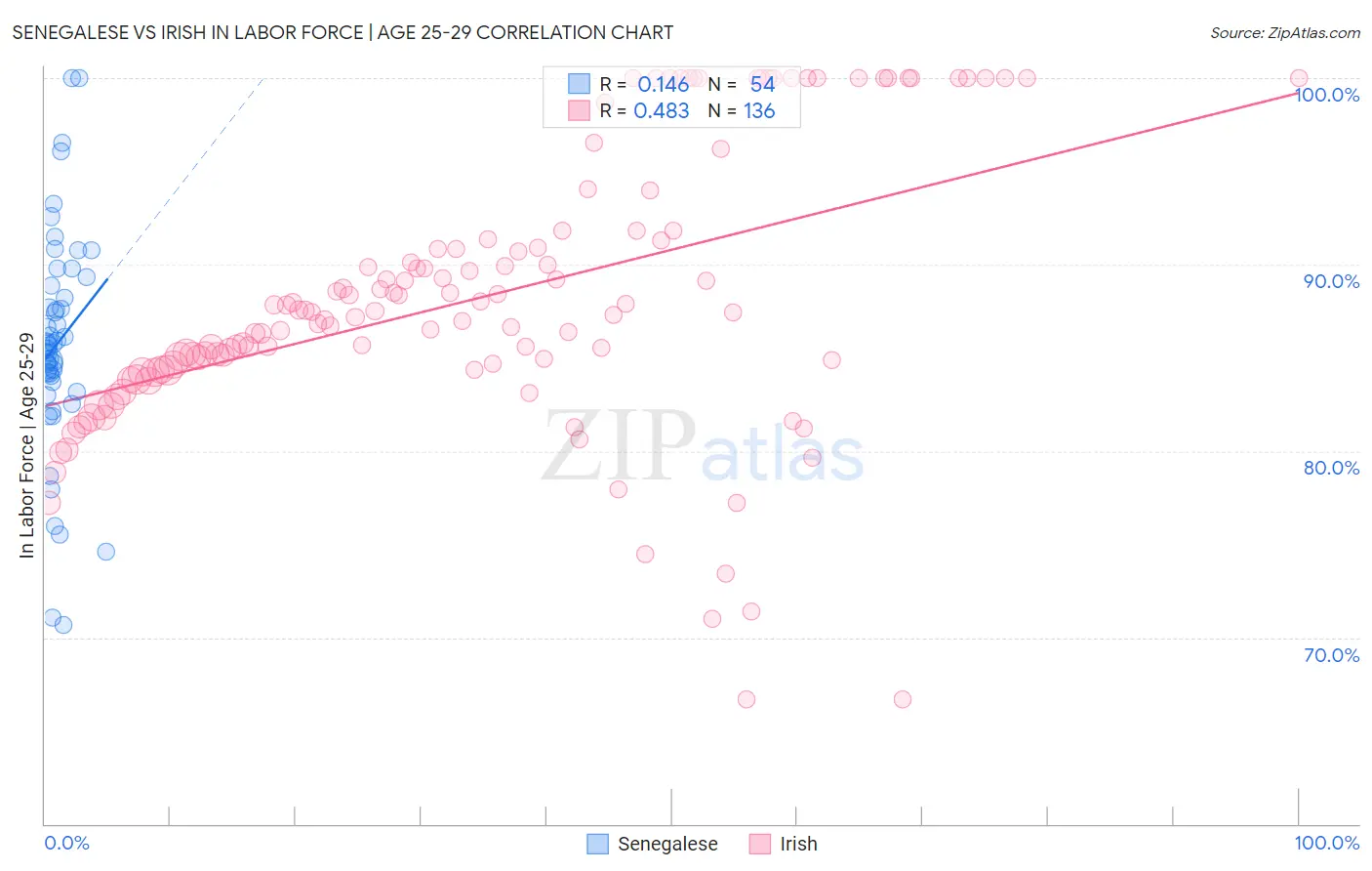 Senegalese vs Irish In Labor Force | Age 25-29