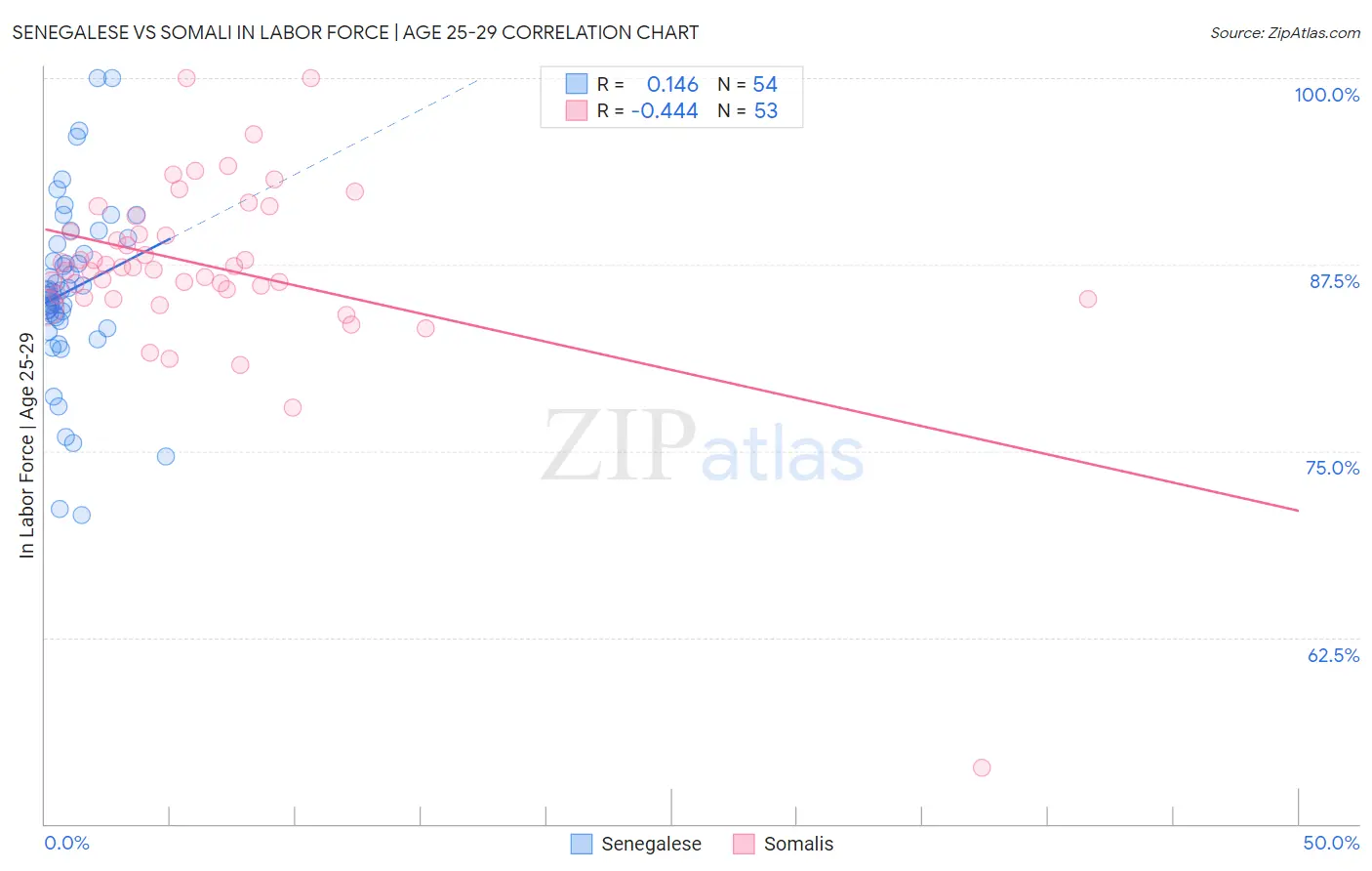Senegalese vs Somali In Labor Force | Age 25-29
