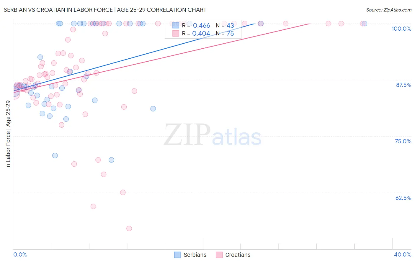 Serbian vs Croatian In Labor Force | Age 25-29